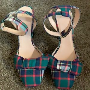 J. Crew Glitter Heeled Plaid Shoe